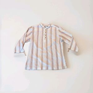 Columbia Top Blouse Shirt Womens Medium Beige Striped Lightweight
